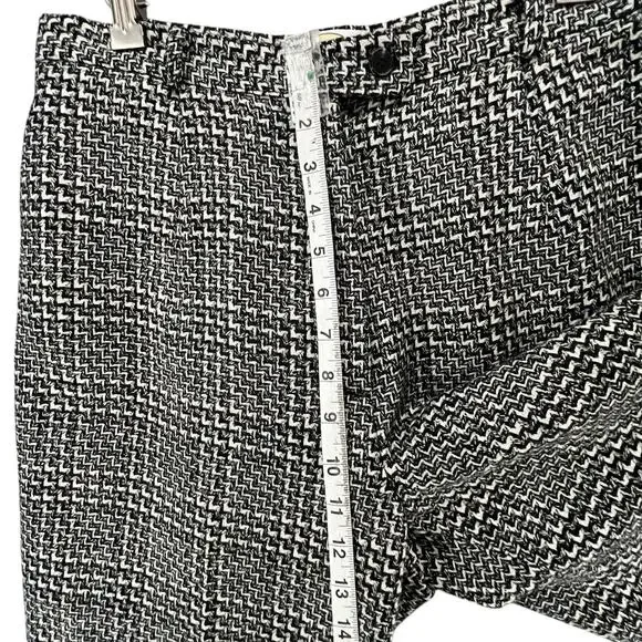 Talbots Vintage Pants Womens 14P Black White Wool Woven Plaid Wide Leg Trousers - Picture 7 of 13